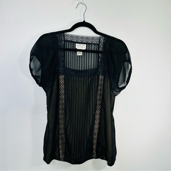 MSSP Max Studio Vintage Retro Sheer Lace Romantic Goth 90's Y2K Witchy Top Sz M - Picture 12 of 14